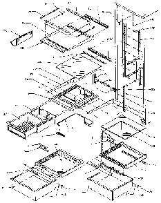 Refrigerator Shelving And Drawers Diagram and Parts List for SXDE27N-P1162206W  Amana Refrigerator
