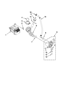Pump And Motor Parts Diagram and Parts List for NFW7300WW02  Amana Washer