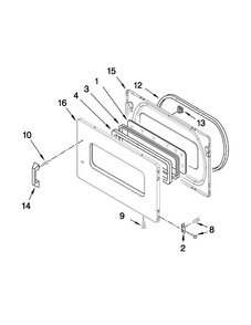 Door Parts Diagram and Parts List for MLG24PNAGW3  Maytag Dryer