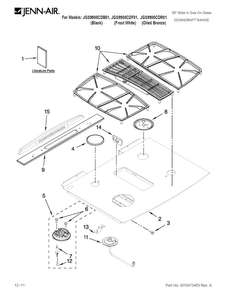 Cooktop Parts Diagram and Parts List for JGS9900CDF01  Jenn-Air Range