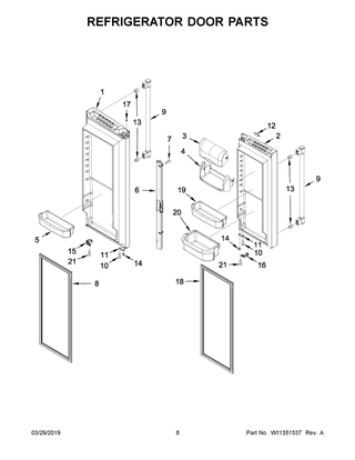 Refrigerator Door Parts Diagram and Parts List for MFF2258FEZ03  Maytag Refrigerator