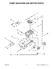 Pump, Washarm And Motor Parts Diagram and Parts List for MDB9979SKZ2  Maytag Dishwasher