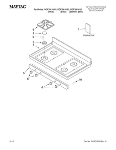 Cooktop Parts Diagram and Parts List for MGR7661WB0  Maytag Range