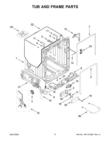 Tub And Frame Parts Diagram and Parts List for MDB4949SKB3  Maytag Dishwasher