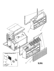 Front Assembly Diagram and Parts List for TC9095W2B  Amana Air Conditioner
