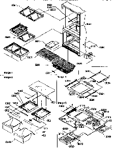 Shelving Assemblies Diagram and Parts List for 77277-P1311201WL  Amana Refrigerator