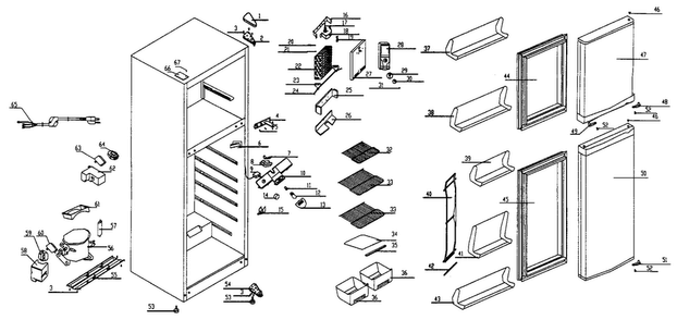 Cabinet Parts Diagram and Parts List for MCBR1010S  Magic Chef Refrigerator