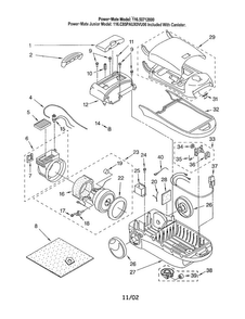 Body Diagram and Parts List for 11620712000  Kenmore Canister Vacuum