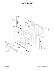 Door Parts Diagram and Parts List for YMER7700LZ3  Maytag Range