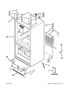 Cabinet Parts Diagram and Parts List for JFC2089WTB9  Jenn-Air Refrigerator