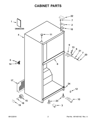 Cabinet Parts Diagram and Parts List for MRT118FFFE04  Maytag Refrigerator