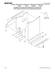 Door And Panel Parts Diagram and Parts List for MDB7851AWS10  Maytag Dishwasher
