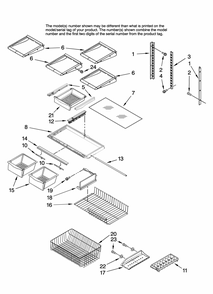 Shelf Parts Diagram and Parts List for GB1924PEKW12  Maytag Refrigerator