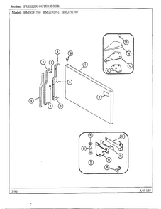 Freezer Outer Door Diagram and Parts List for HMG191760  Admiral Refrigerator
