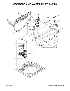 Console And Water Inlet Parts Diagram and Parts List for CAW11544EW2  Crosley Washer
