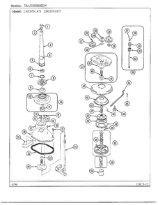 Transmission Diagram and Parts List for LNC6761A71  Admiral Washer