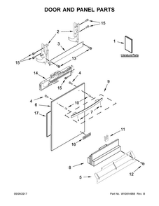Door And Panel Parts Diagram and Parts List for JDB9200CWY2  Jenn-Air Dishwasher