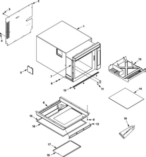 01 - Tray, Grease Shield, Cabinet, Diagram and Parts List for RC30S2 P1332816M- Maytag Microwave