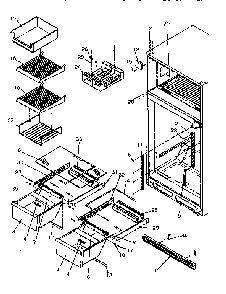 Cabinet Shelving Diagram and Parts List for TR21S4L-P1196104WL  Amana Refrigerator