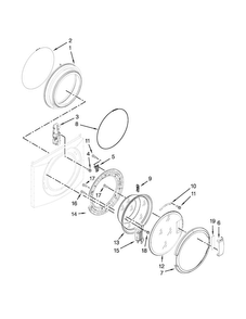 Washer Door Parts Diagram and Parts List for MLE20PDCYW0  Maytag Washer Dryer Combo
