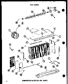Evaporator & Action Air Parts Diagram and Parts List for 218D-3EWS P55417-77R Amana Air Conditioner