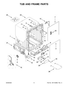 Tub And Frame Parts Diagram and Parts List for MDB7959SKZ3  Maytag Dishwasher