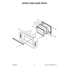 Upper Oven Door Parts Diagram and Parts List for JOEDC330RM00  Jenn-Air Wall Oven