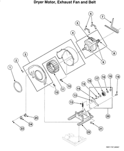 Dryer Motor Diagram and Parts List for LTUA7AWN  Speed Queen Washer Dryer Combo