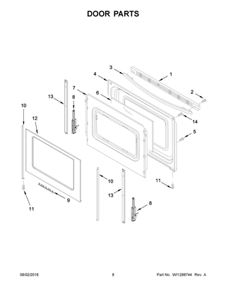 Door Parts Diagram and Parts List for AER6303MFS2  Maytag Range