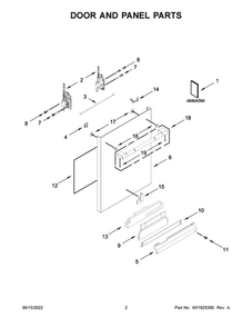 Door And Panel Parts Diagram and Parts List for JDPSS246LL1  Maytag Dishwasher