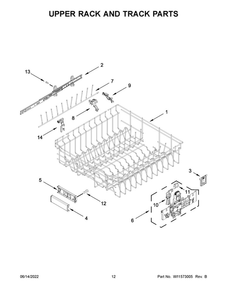 Upper Rack And Track Parts Diagram and Parts List for JDPSS244LM1  Maytag Dishwasher