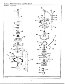 Transmission And Related Parts Diagram and Parts List for 6433A  Norge Washer