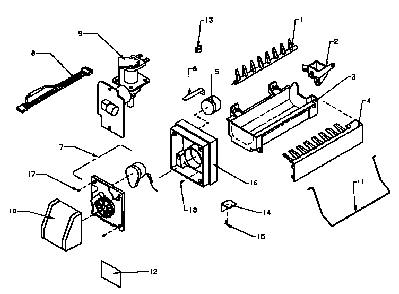 8-cube Compact Ice Maker Diagram and Parts List for TS18R2G-P1181803WG  Amana Refrigerator