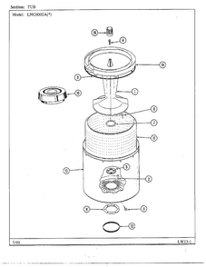Tub Diagram and Parts List for 6002A REV A Norge Washer
