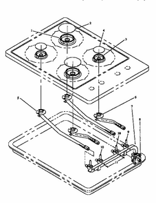 Gas Components Diagram and Parts List for RTP308UK-P1142505NK  Caloric Cooktop