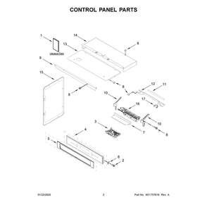 Control Panel Parts Diagram and Parts List for JOECC730RL00  Jenn-Air Microwave Oven Combo