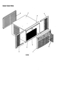 Outer Case Assembly Diagram and Parts List for RC05890A1D PRC05890A1DA Amana Air Conditioner