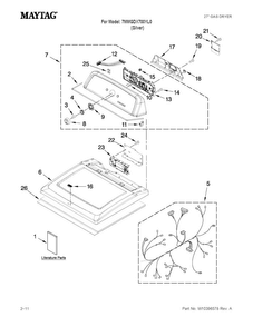 Top And Console Parts Diagram and Parts List for 7MMGDX700YL0  Maytag Dryer