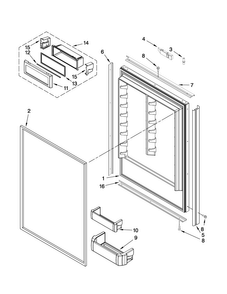 Refrigerator Door Parts Diagram and Parts List for JB36NXFXRW00  Jenn-Air Refrigerator