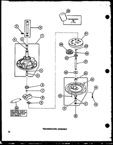 Transmission Assembly Diagram and Parts List for TAA400 P77040-2W Amana Washer