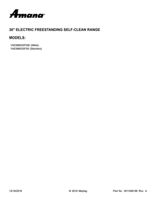 Cover Sheet Diagram and Parts List for YAES6603SFW0  Amana Range
