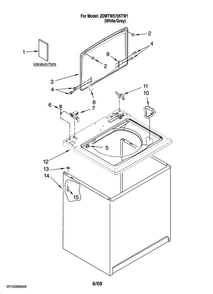 Top And Cabinet Parts Diagram and Parts List for 2DMTW5705TW1  Maytag Washer