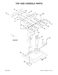 Top And Console Parts Diagram and Parts List for 7MMGDX655EW1  Maytag Dryer