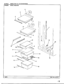 Shelves And Accessories Diagram and Parts List for 24824-0A  Admiral Refrigerator