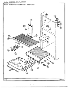 Freezer Compartment Diagram and Parts List for 19163-0A  Admiral Refrigerator