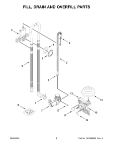 Fill, Drain And Overfill Parts Diagram and Parts List for MDTS4224PZ0  Maytag Dishwasher