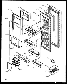 Refrigerator Door Diagram and Parts List for SXD22NW-P1162405WW  Amana Refrigerator