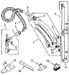 Hose And Attachment Diagram and Parts List for 1162140190  Kenmore Canister Vacuum