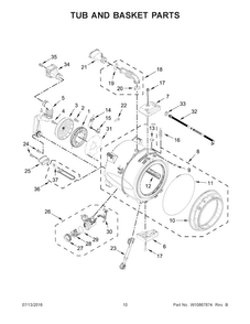 Tub And Basket Parts Diagram and Parts List for MHW3505FW0  Maytag Washer