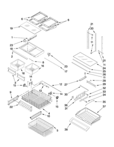 Shelf Parts Diagram and Parts List for AFD2535DEW8  Amana Refrigerator